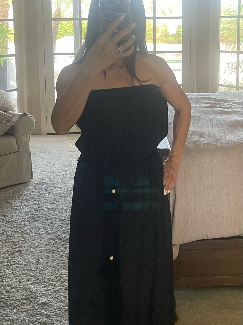 Women's Strapless Black Maxi Dress - Timeless Summer Staple